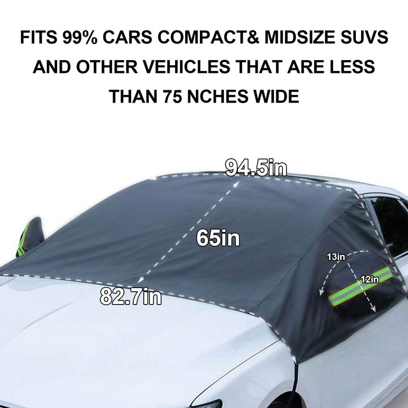OMIGAO Extra Large Windshield Snow Ice Cover with Side Mirror Covers, Protects Windshield and Wipers from Weatherproof, Rain, Sun, Frost, Vehicles, Cars Trucks Vans and SUVs (94.5" x 65") - Image 2